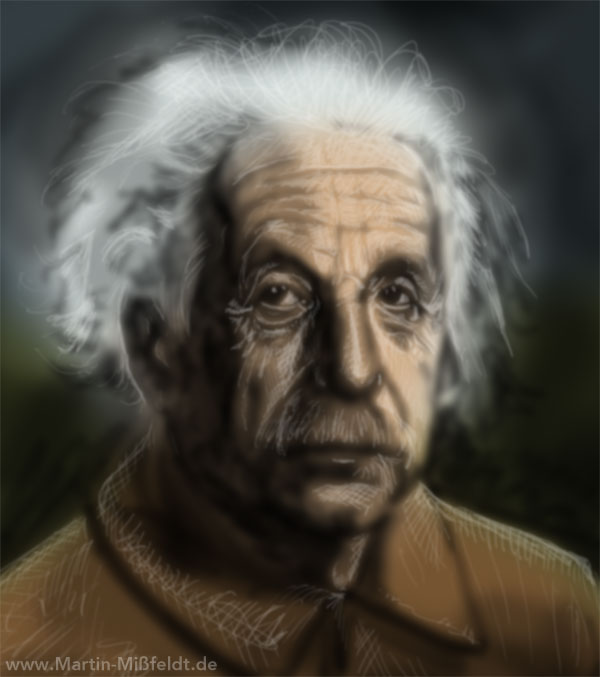 Digitales Portrait von Albert Einstein - frühes Stadium