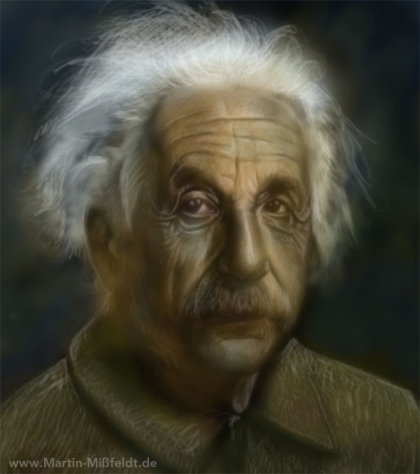 Einstein Portrait, digitally painted (solidly finished)