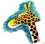 Aquarell: Giraffenkopf