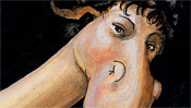 Der Kopf der Amor-Giraffe