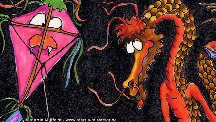 Zwei chinesische Drachen | Colorierte Illustration