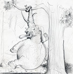 Tierische Cartoons: Cartoon: Fetter Elefant aufgehängt