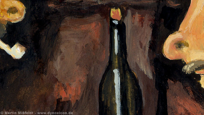 Die Flasche zwischen den Spielern | Kunst Cartoon