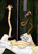 Kunst Cartoon: Olympia (nach Edouard Manet) - nackt und elegant