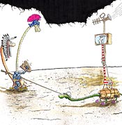 Kunst Cartoon: Der heilige Georg kämpft gegen den Drachen