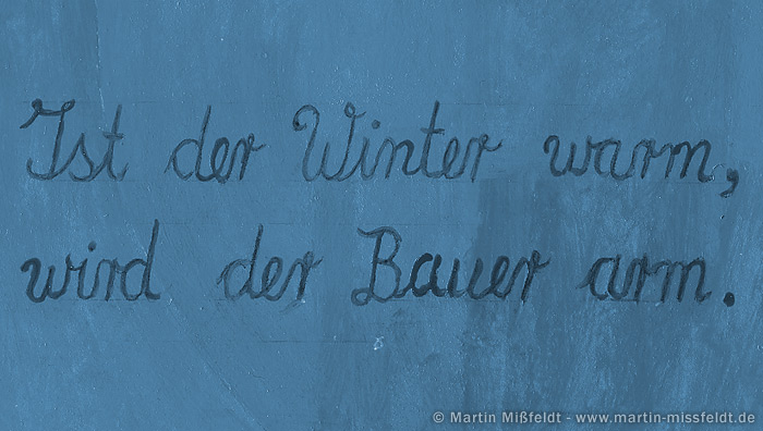 Ist der Winter warm, wird der Bauer arm. | Kunst Cartoon
