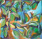 Ölmalerei: Abstrakte Malerei mit Blättern