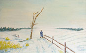 Ölmalerei: Ölbild romantische Winterlandschaft