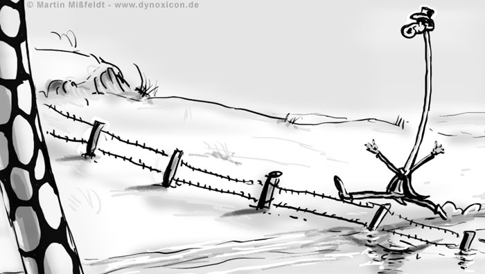Giraffe jumps over fence | Art cartoon
