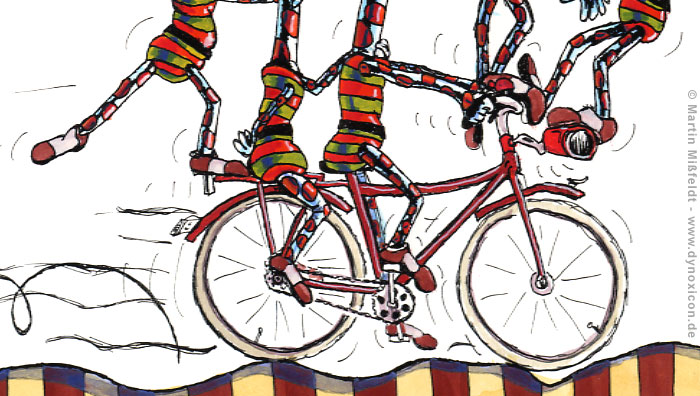 Artists on bike | Humor Cartoon Artists on bike | Humor Cartoon