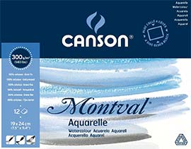 Aquarellpapier 12 Blatt Canson Montval 300 g/m², 19 x 24 cm