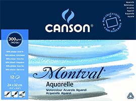 Aquarellpapier 12 Blatt Canson Montval 300 g/m², 24 x 32 cm