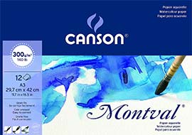 Aquarellpapier 12 Blatt Canson Montval 300 g/m², 30 x 42 cm