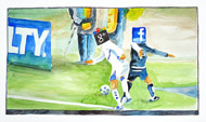 Aquarell Google vs Facebook