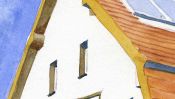 Giebel des Daches,Aquarellbild (Detail 1)