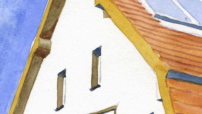 Giebel des Daches,Aquarellbild (Detail 1)