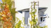 Garten am Haus, Aquarellbild (Detail 3)