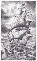 Segelschiff (Bleistiftzeichnung)
