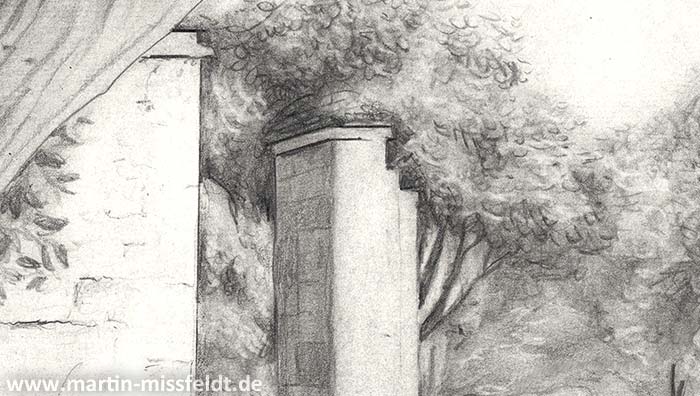 Bruegels Garten (Bleistiftzeichnung) (Detail 1)