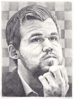 Portraitzeichnung von Magnus Carlsen