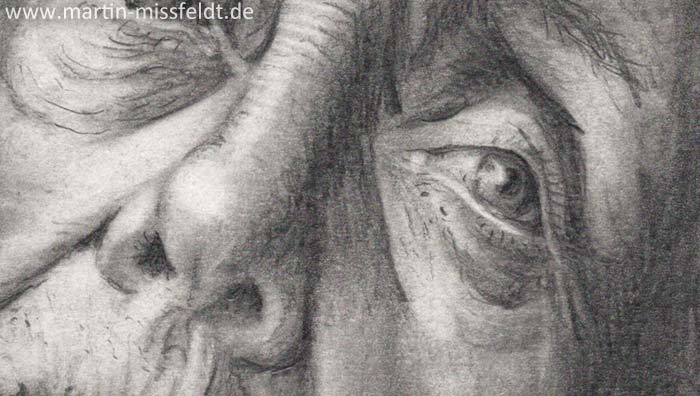 Augen eines Gesichts, Bleistift 2024