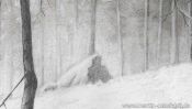 Zeichnung Winterlandschaft Wald (Detail 2)