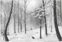 Zeichnung Winterlandschaft Wald