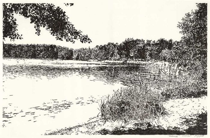 Wukensee (Grafik, Brush-Pen-Zeichnung)