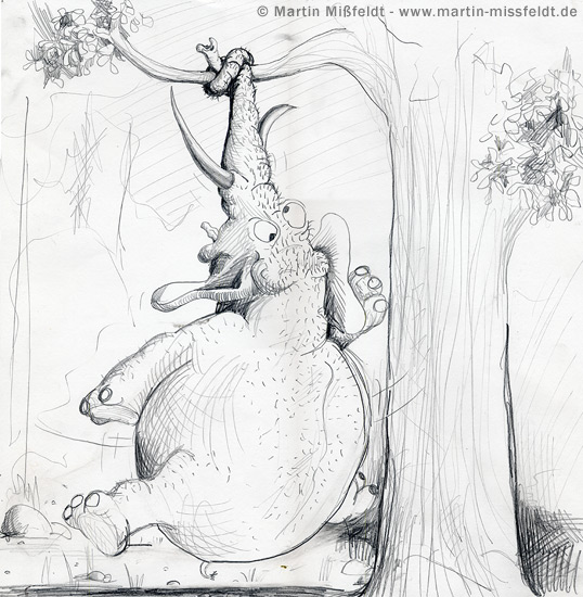 Elefant, aufgehängt (Cartoon)