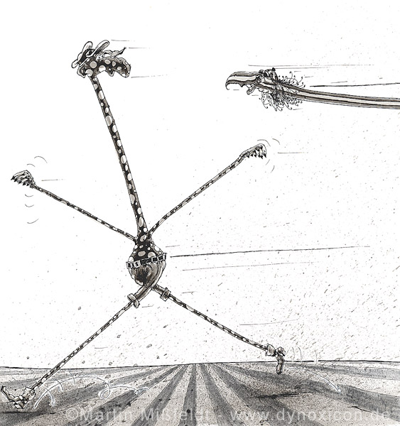 Auf der Flucht vor der Geier-Giraffe