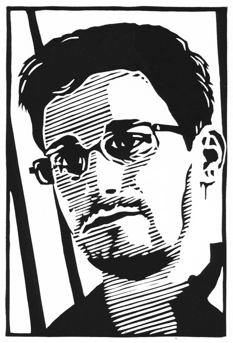 Edward Snowden (Linoldruck)