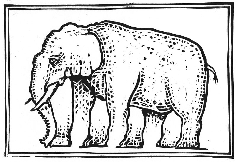 Linolschnitt Elefant