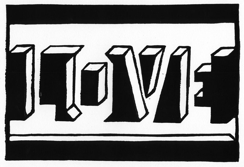 LOVE - Linolschnitt