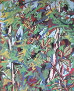 Malerei: Birken und Blätter