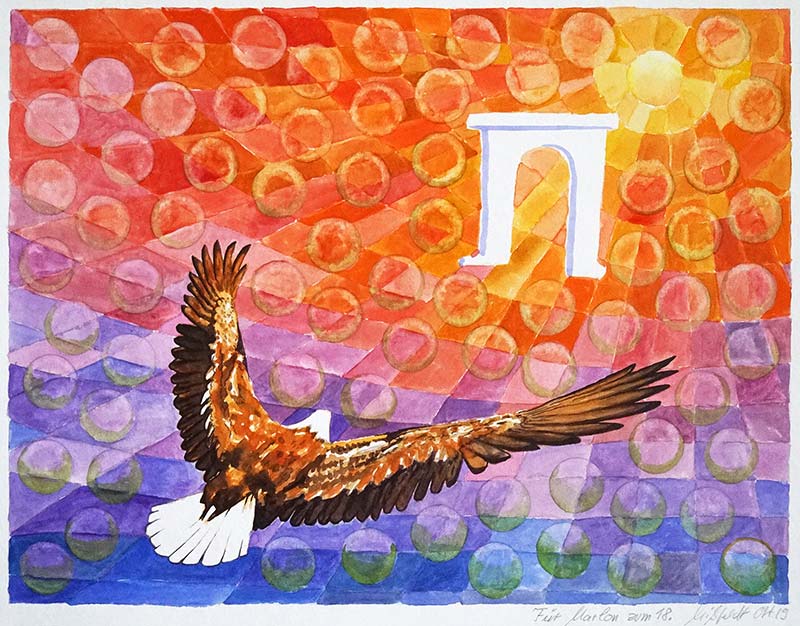 Adler zur Sonne mit Triumphbogen auf Nebenwegen