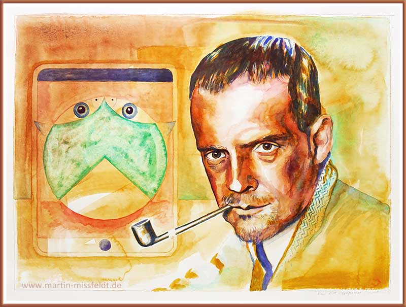 Paul Klee Doppel (Aquarell, Portrait)