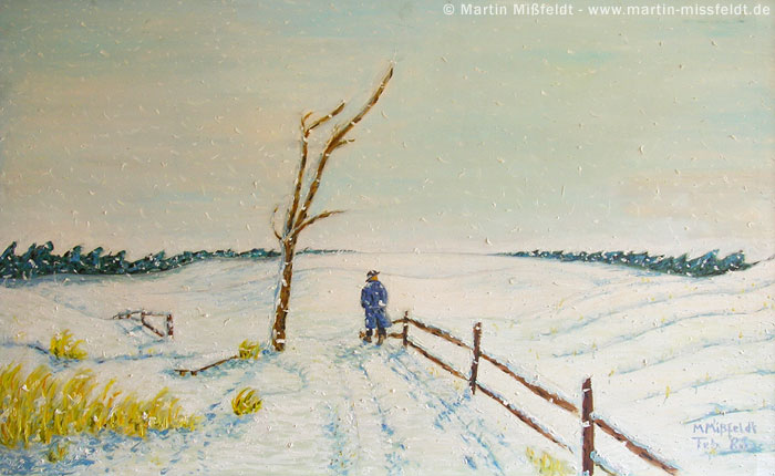 Ölbild romantische Winterlandschaft