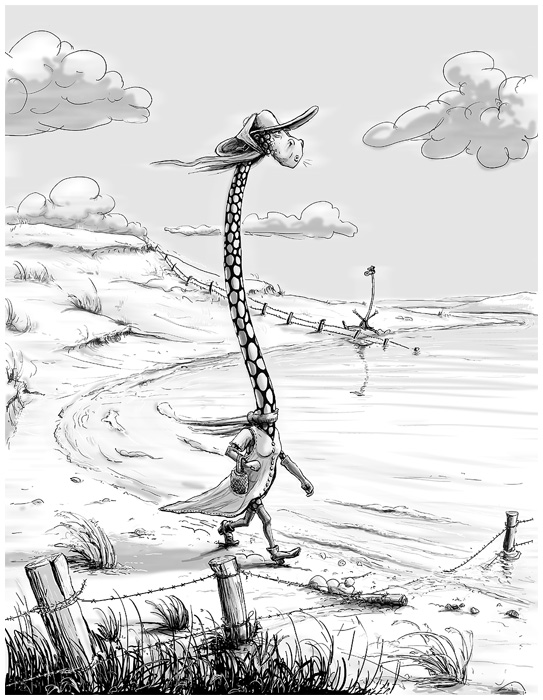 Einsame Giraffe am Tschad-See