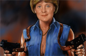 Angela Merkel mit den Waffen einer Frau