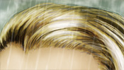 Glänzendes Haar im Regen