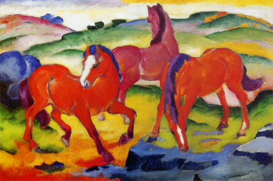 Farbkontrast (Franz Marc, Rote Pferde)