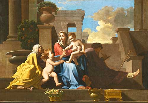 Qualitätskontrast: "Die heilige Familie auf der Treppe" von Nicolas Poussin (1648)