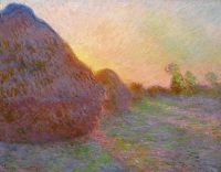 Heuschober im Abendlicht