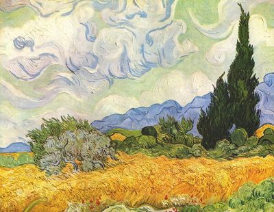 Getreidefeld mit Zypressen vonVincent van Gogh