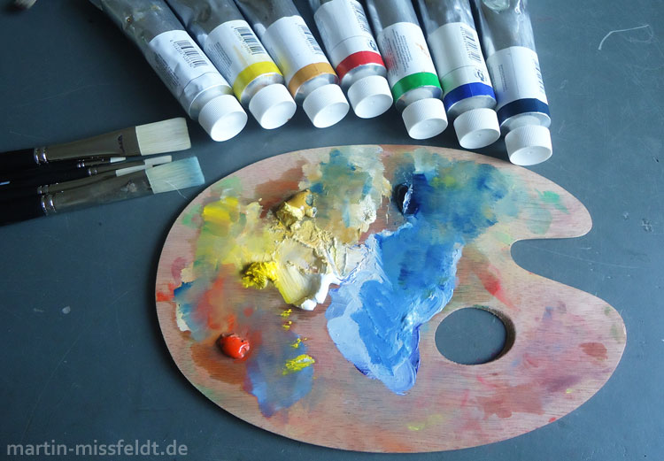 Ölbilder Maltechnik: Ölfarben, Farbpalette und Pinsel