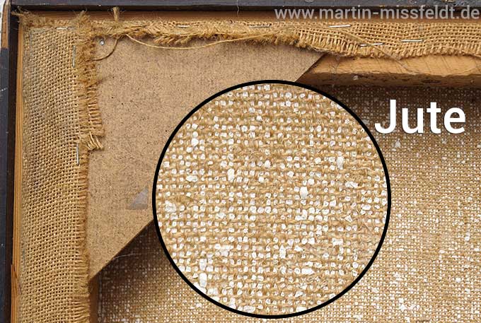 Jute als Malgrund, auf Keilrahmen gespannt