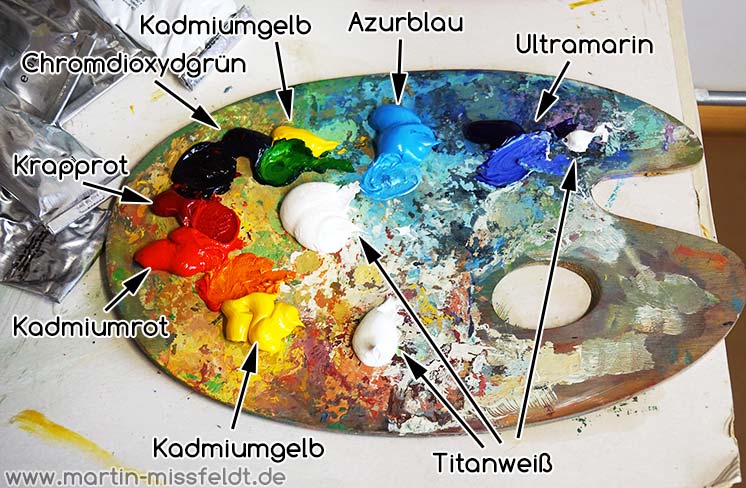 Ölfarben auf einer Farbpalette