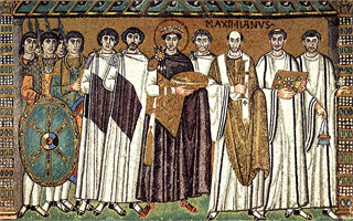 Byzantinisches Mosaik: Kaiser Justinian