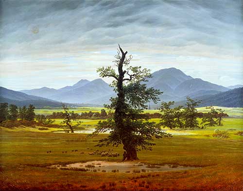 Farbperspektive: Der einsame Baum, um 1822 von Caspar David Friedrich