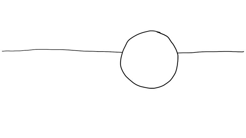Horizontlinie hinter dem Kreis